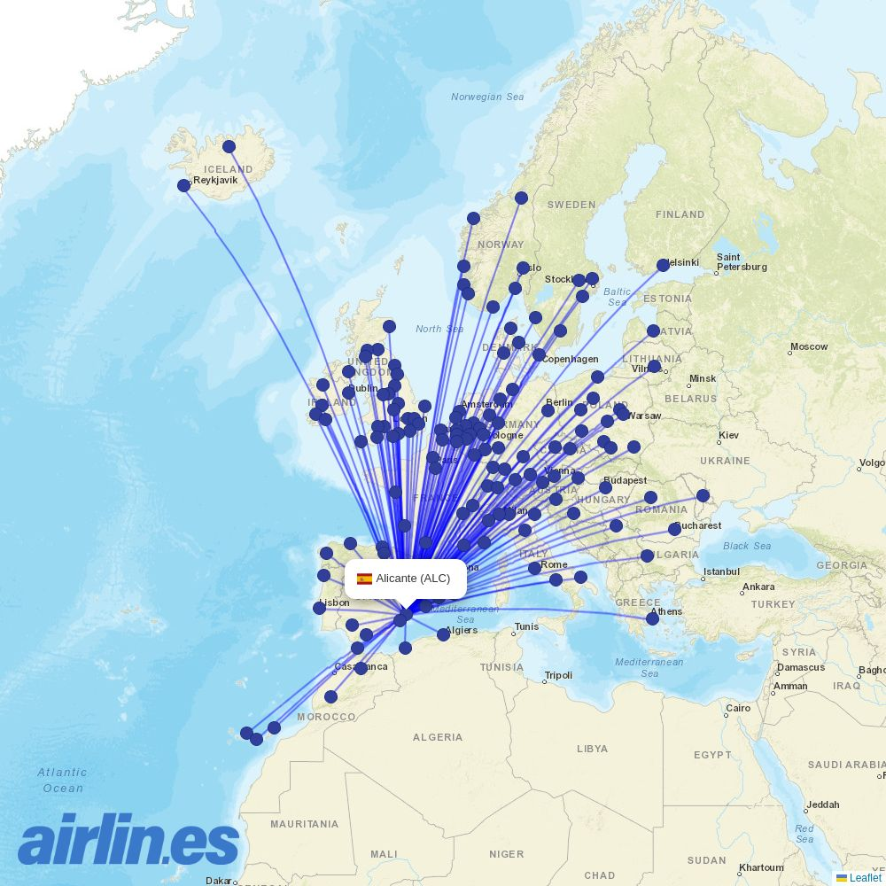 Karinou Airlines at ALC route map