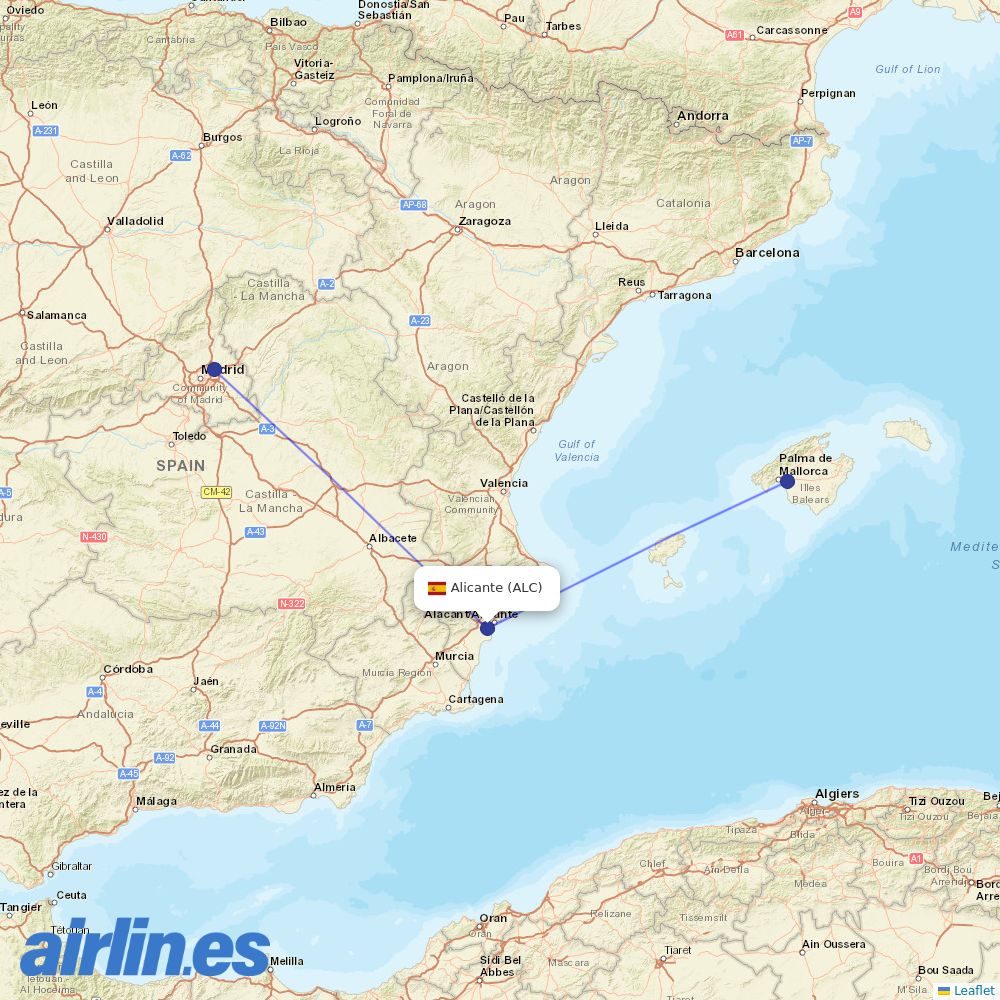 Air Europa at ALC route map