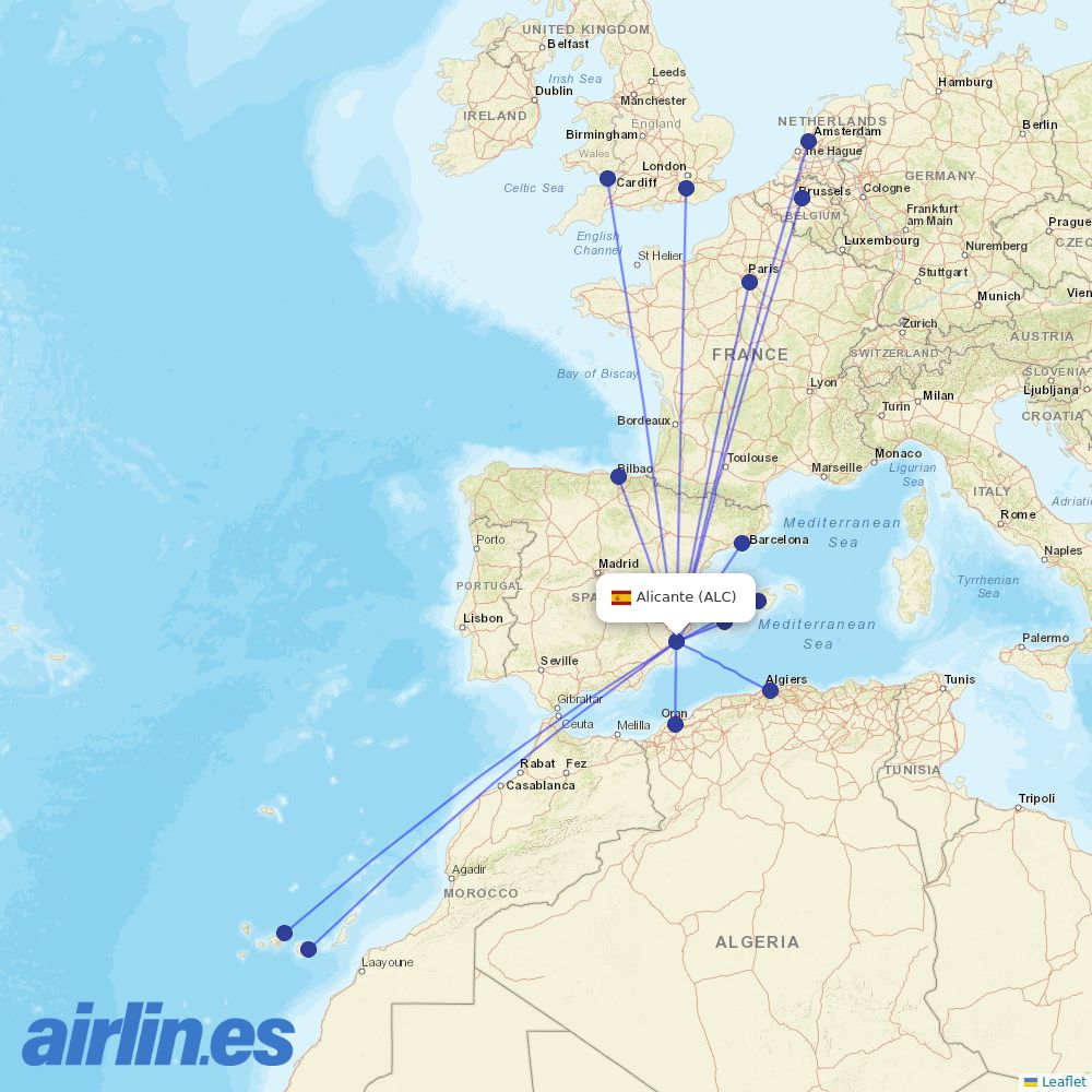 Vueling at ALC route map