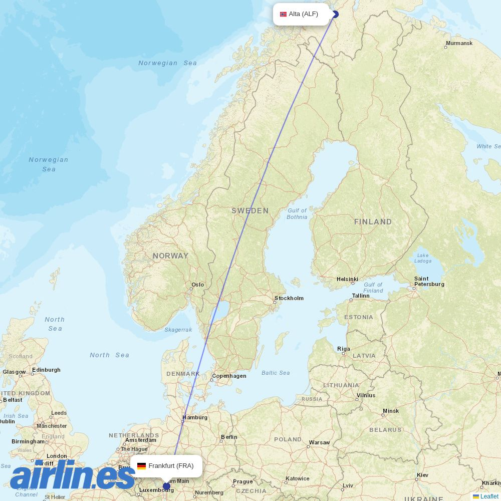 Discover Airlines from Alta destination map