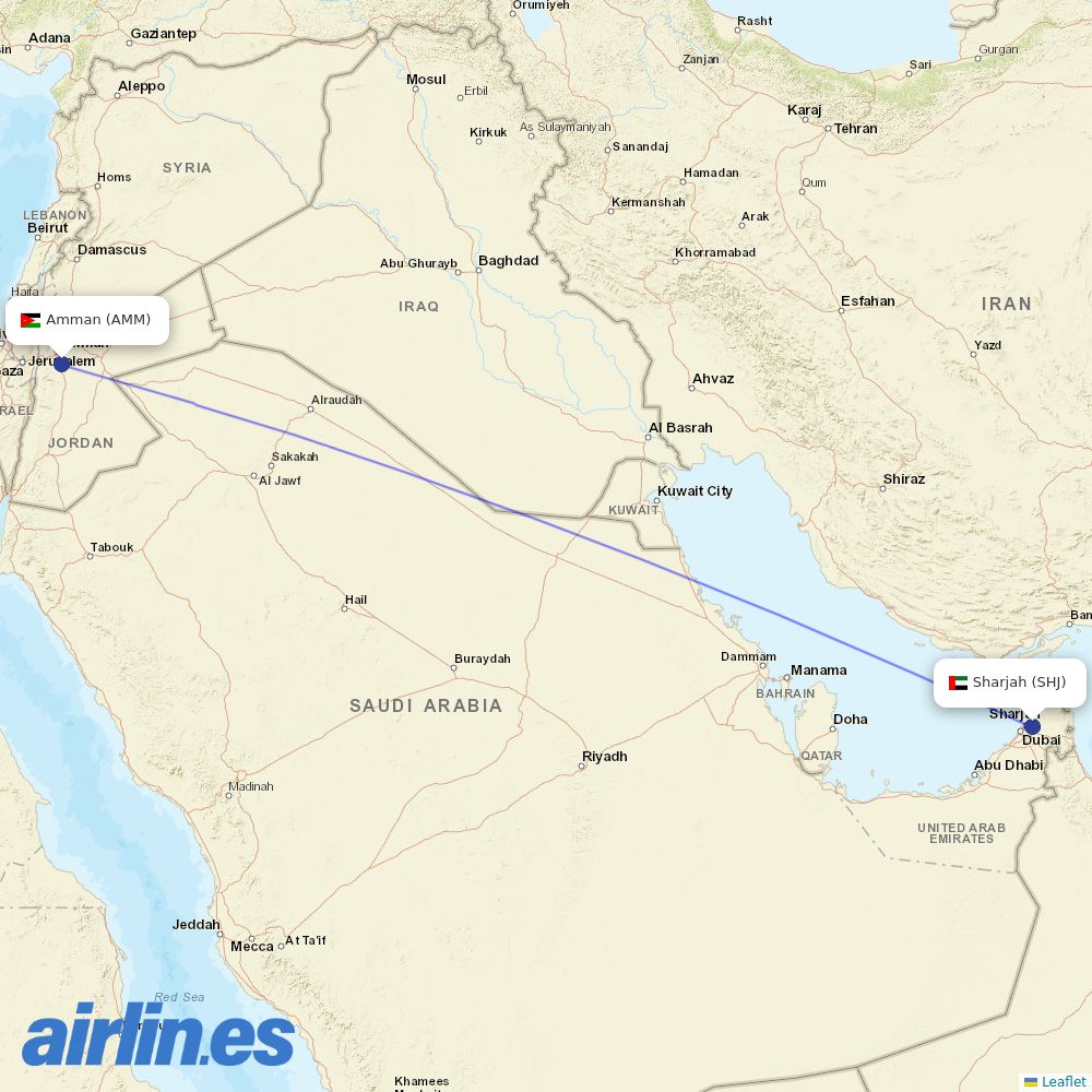Air Arabia at AMM route map