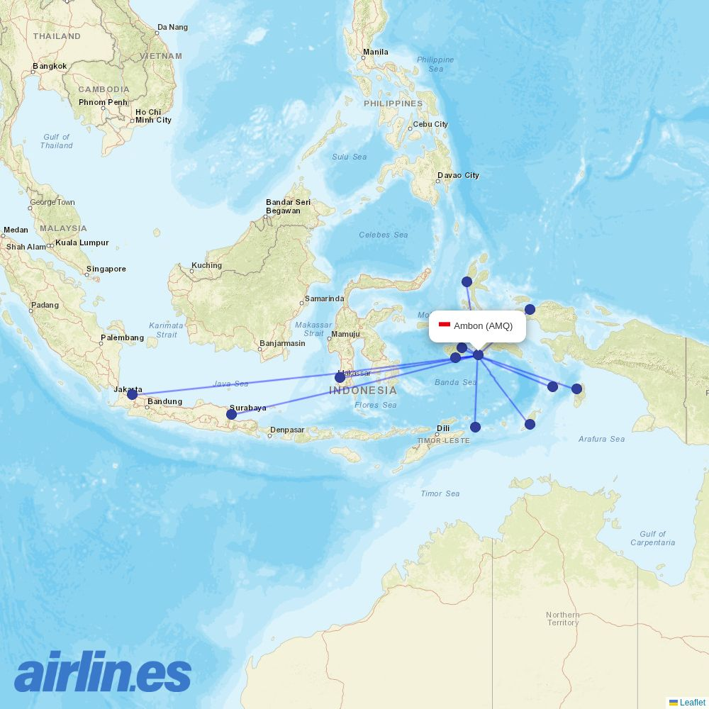 Batik Air from Pattimura destination map