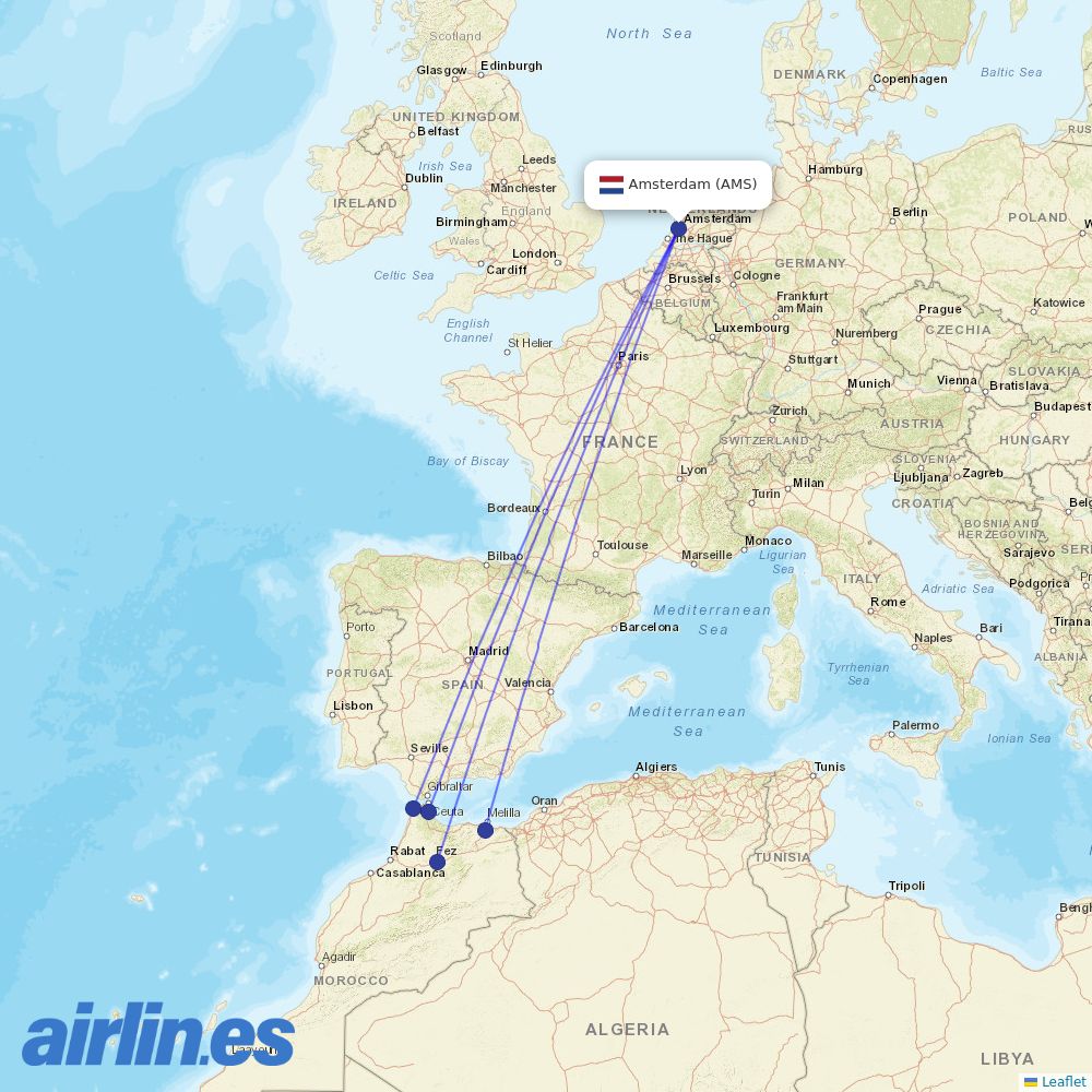 Air Arabia Maroc at AMS route map