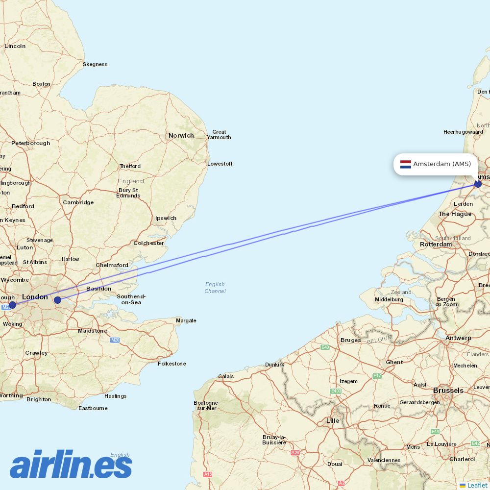 British Airways at AMS route map
