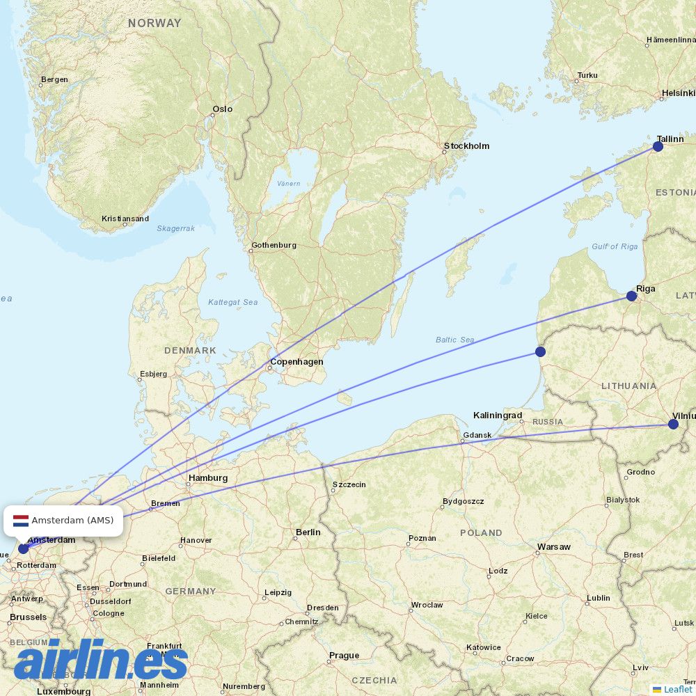 Air Baltic at AMS route map
