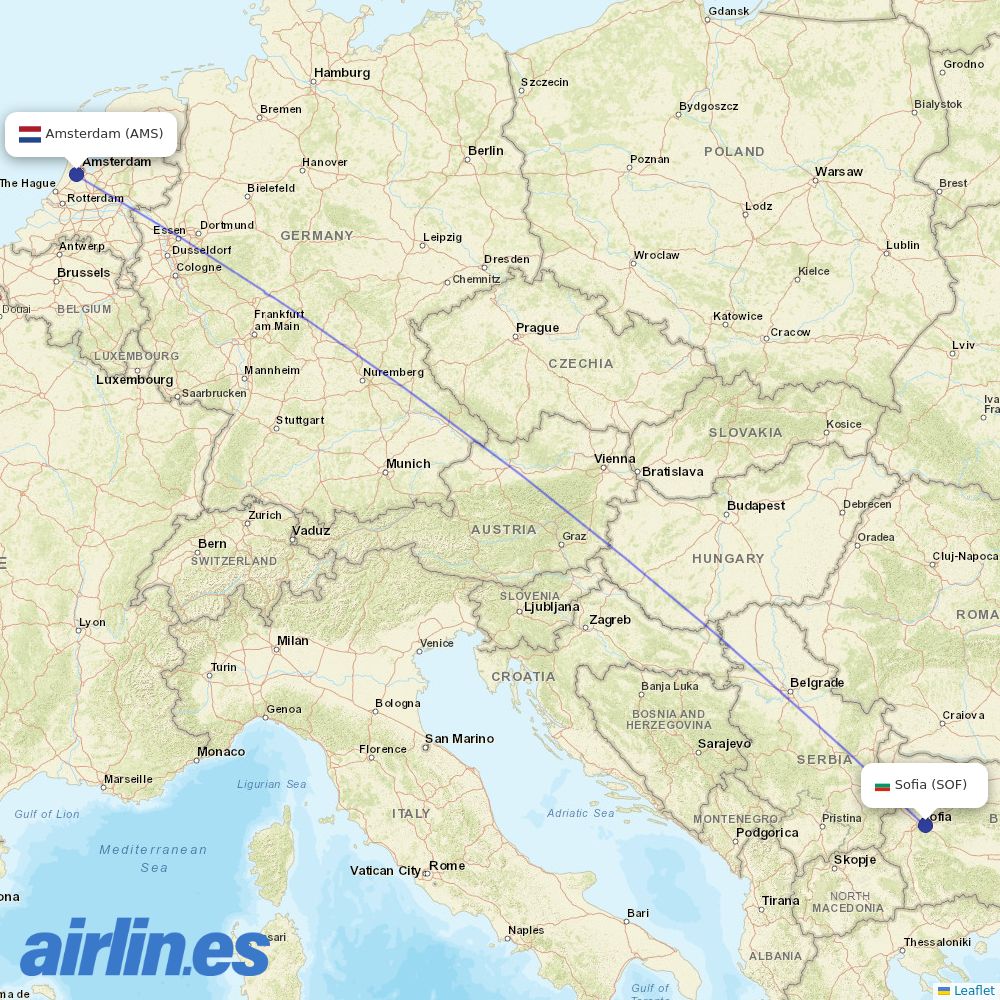Bulgaria Air at AMS route map