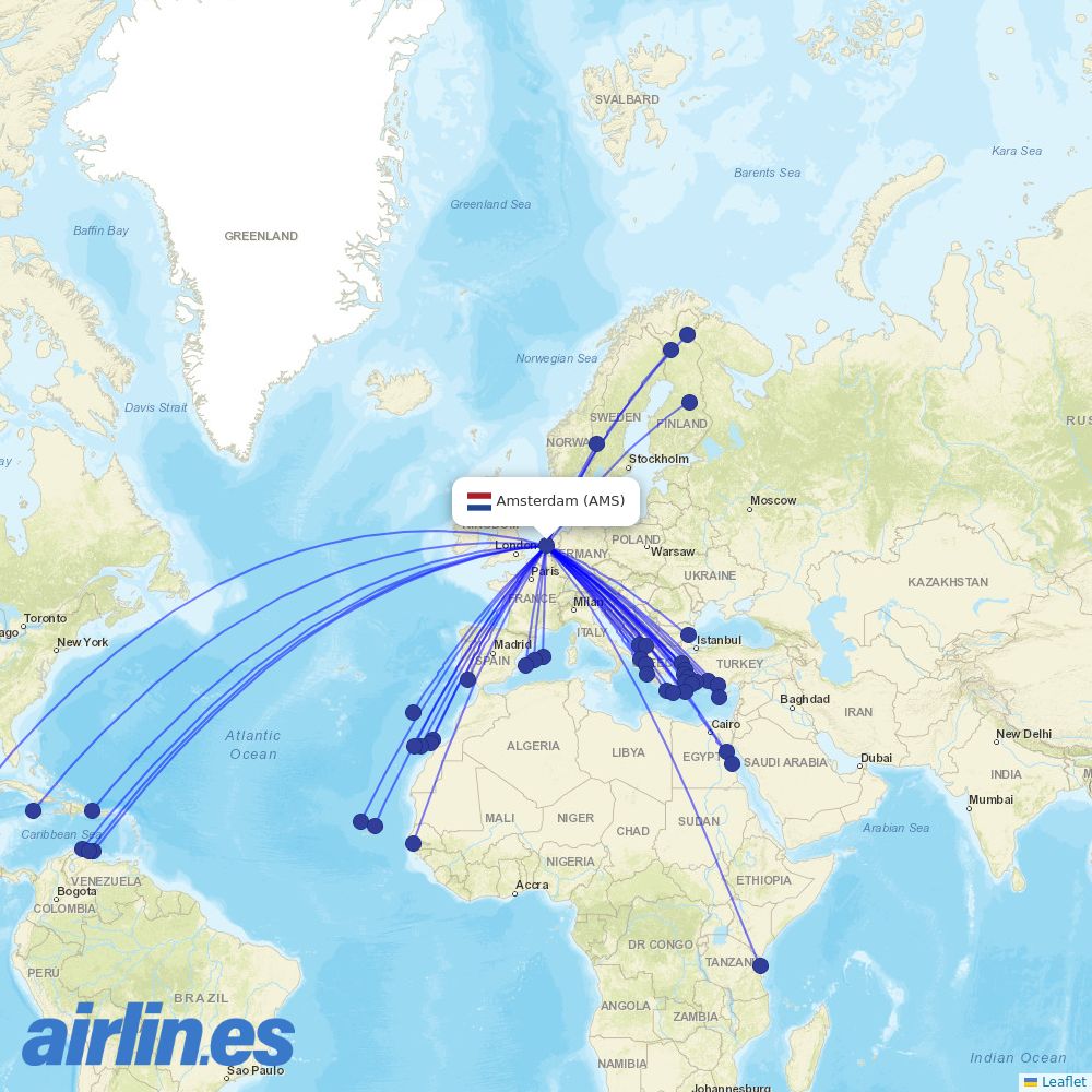 TUIfly Netherlands from Schiphol destination map