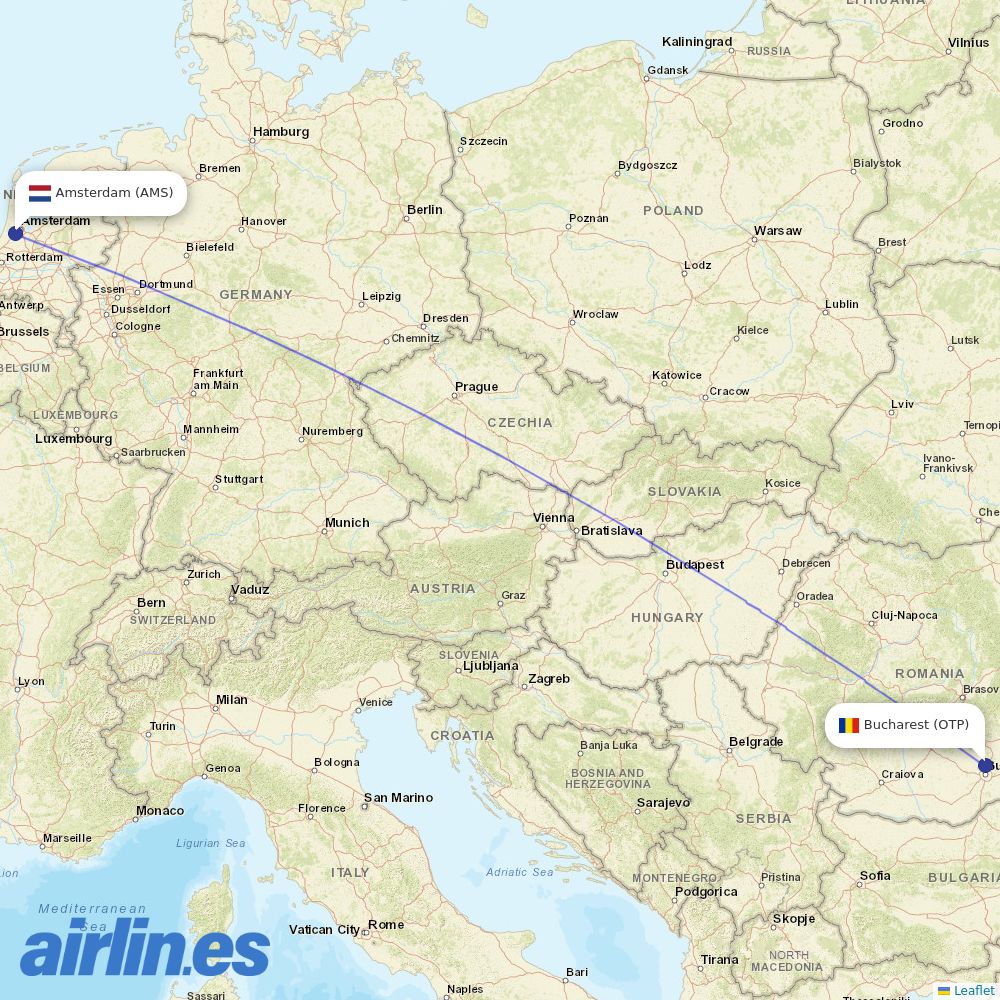 TAROM at AMS route map