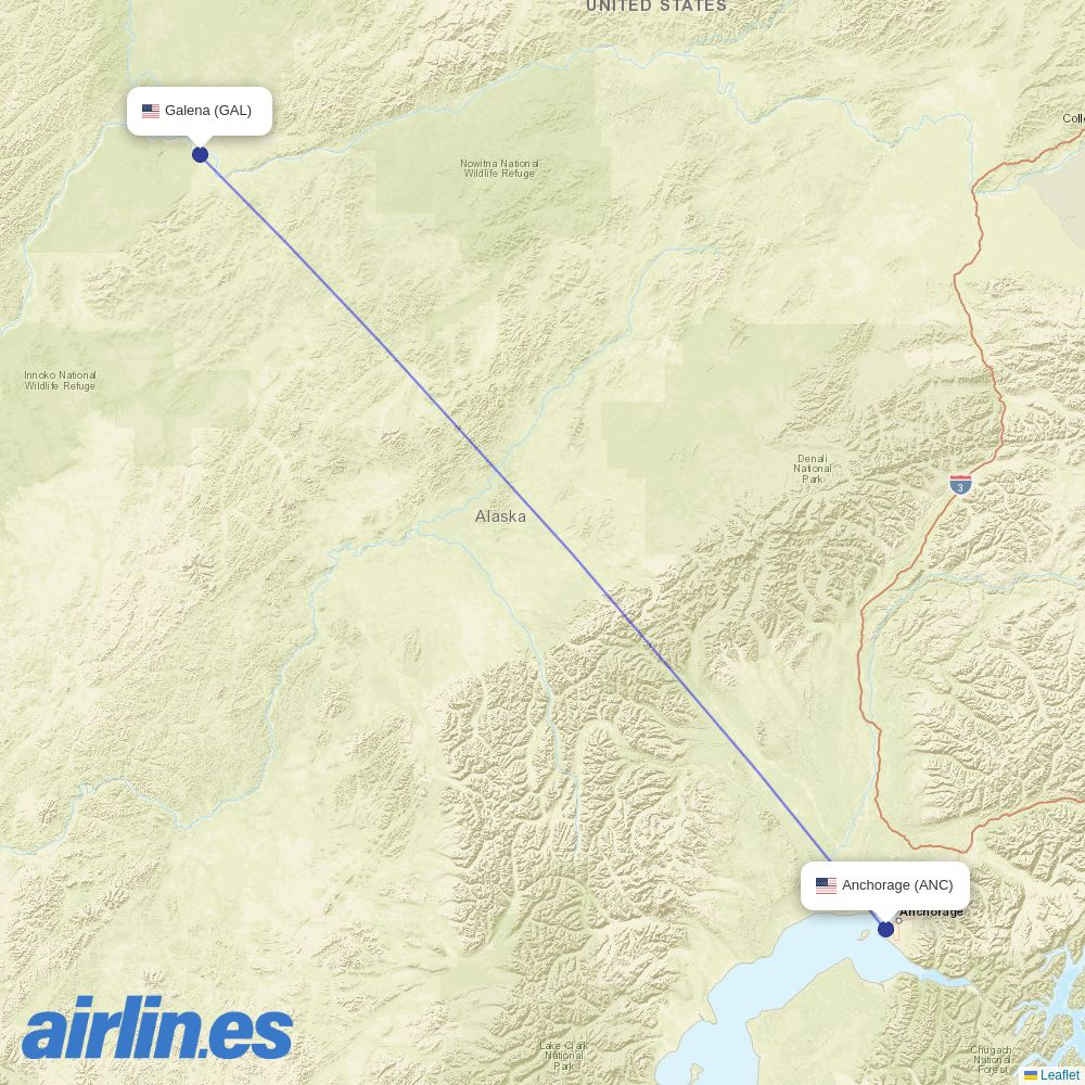 Everts Air at ANC route map