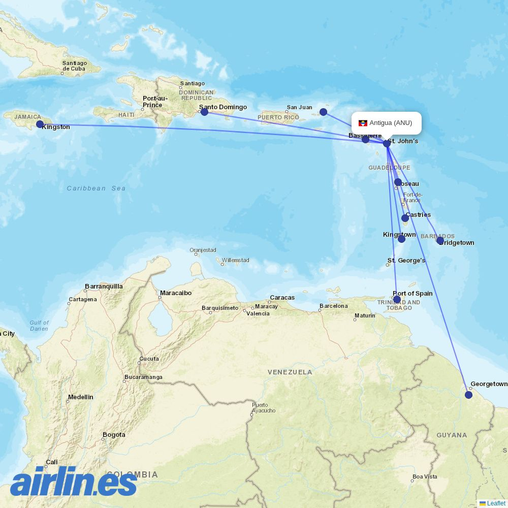 LIAT20 at ANU route map