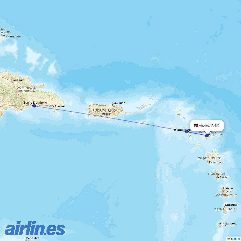 SKYhigh Dominicana at ANU route map