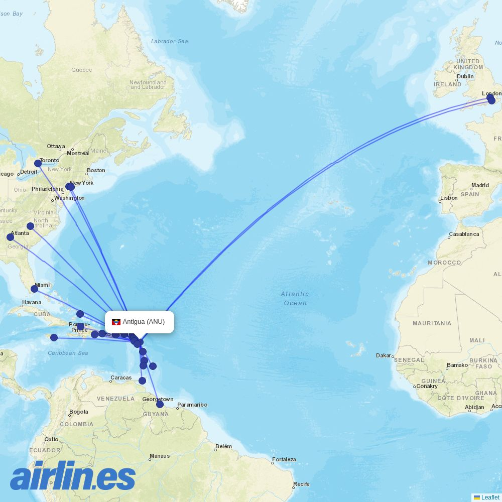 Anguilla Air Services at ANU route map