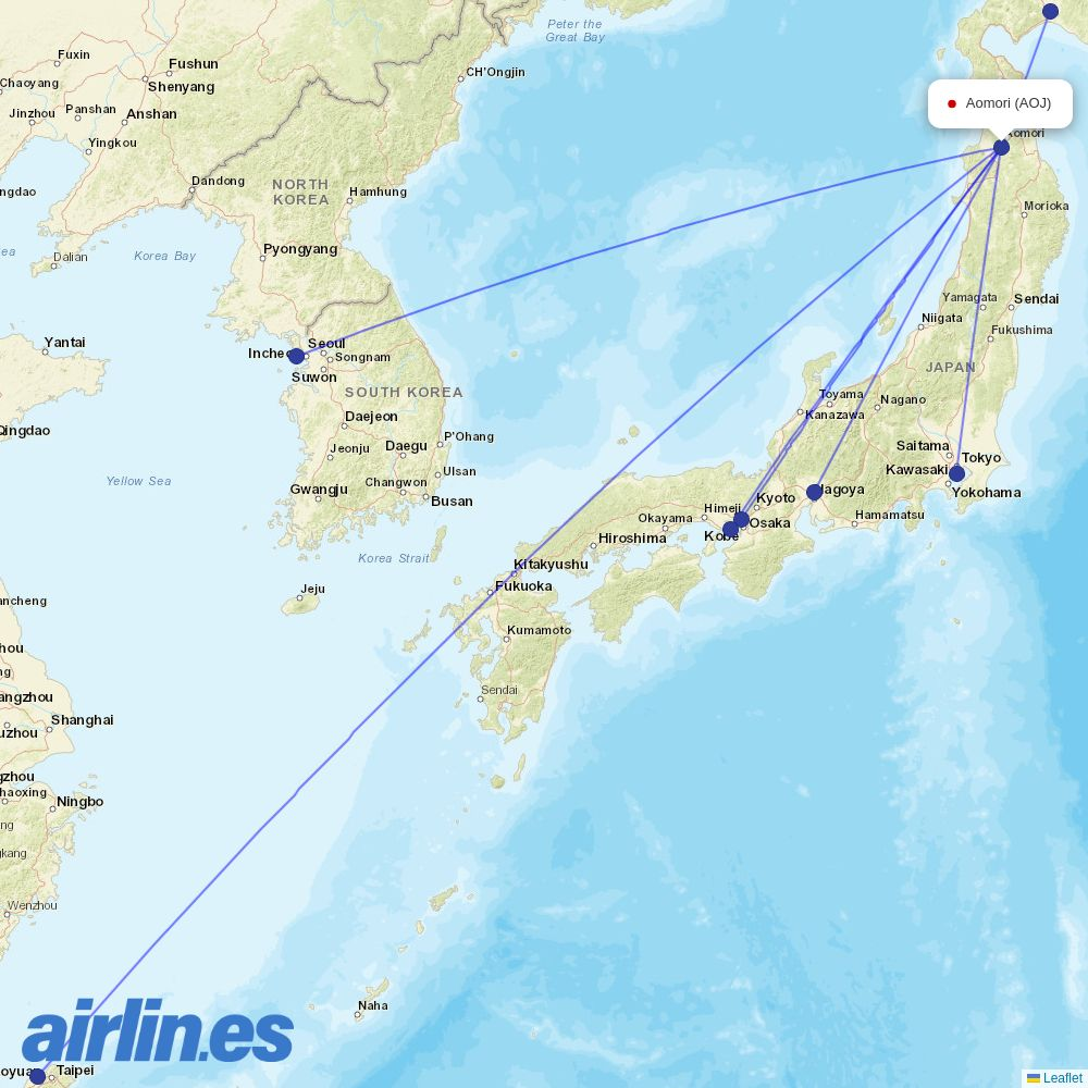 Fuji Dream Airlines at AOJ route map