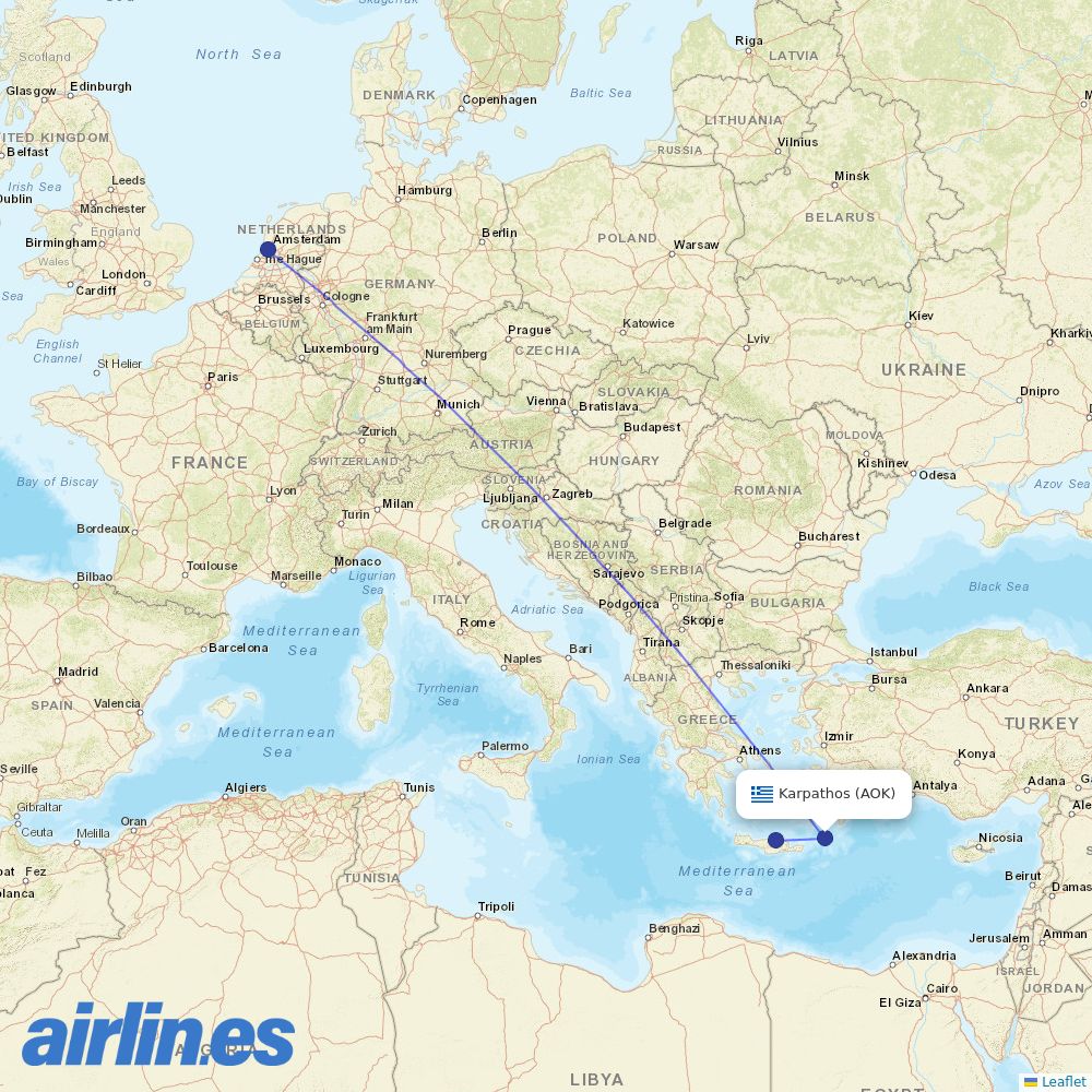 TUIfly Netherlands from Karpathos destination map