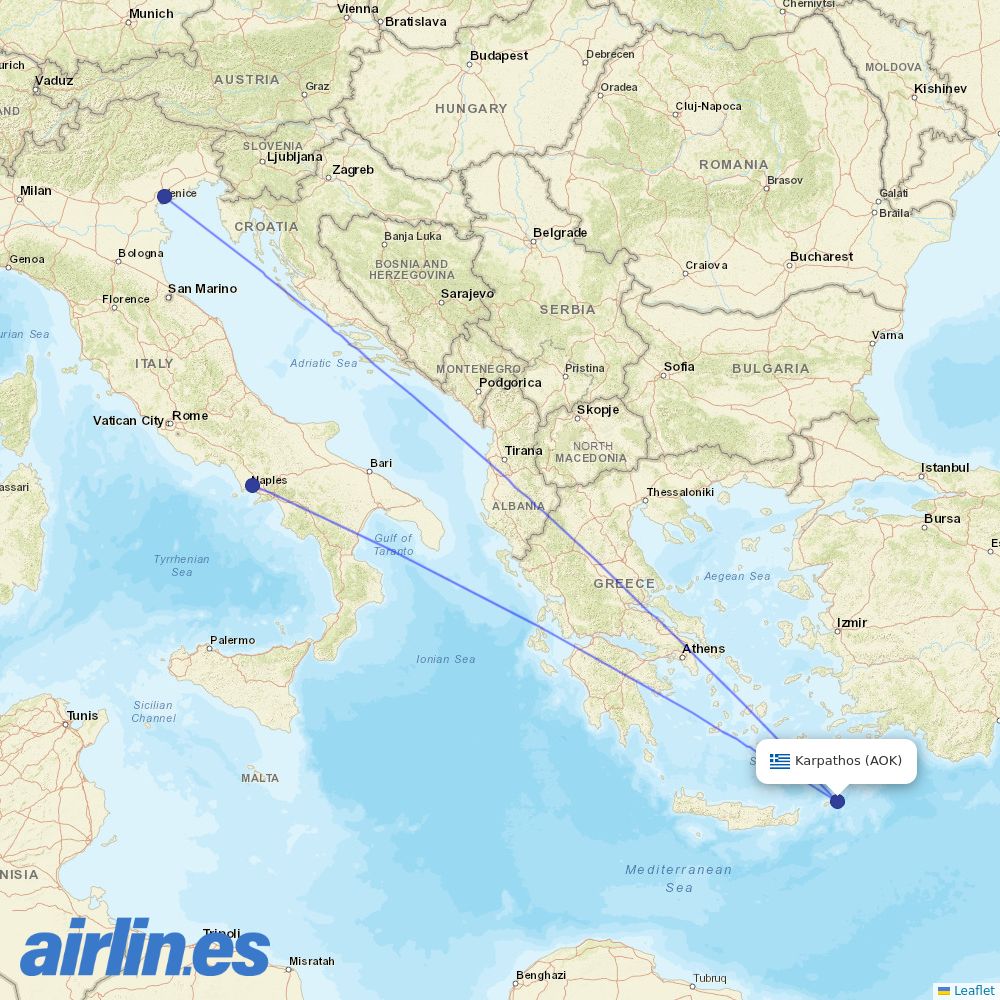 Volotea from Karpathos destination map