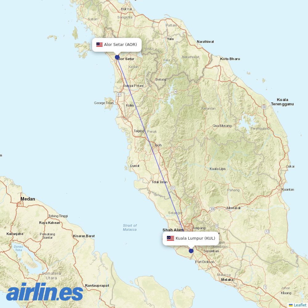 Malaysia Airlines from Sultan Abdul Halim destination map