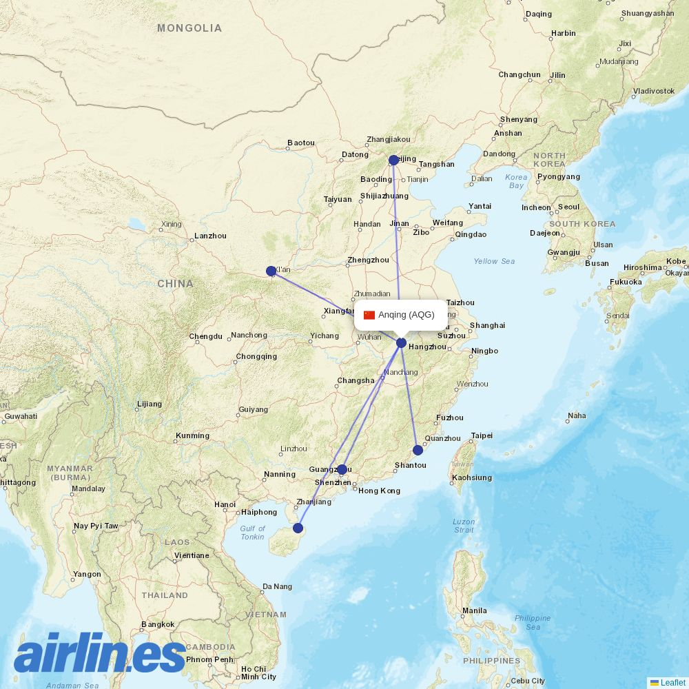 Grand China Air at AQG route map