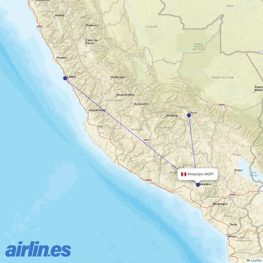 Sky Airline at AQP route map