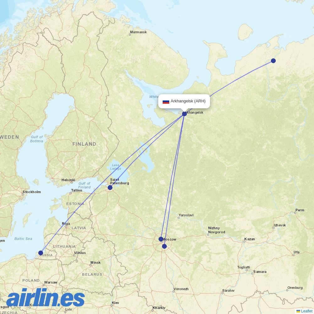 Smartavia at ARH route map