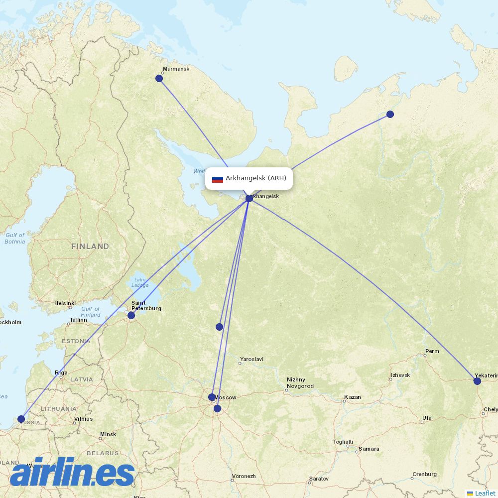 Severstal Avia at ARH route map