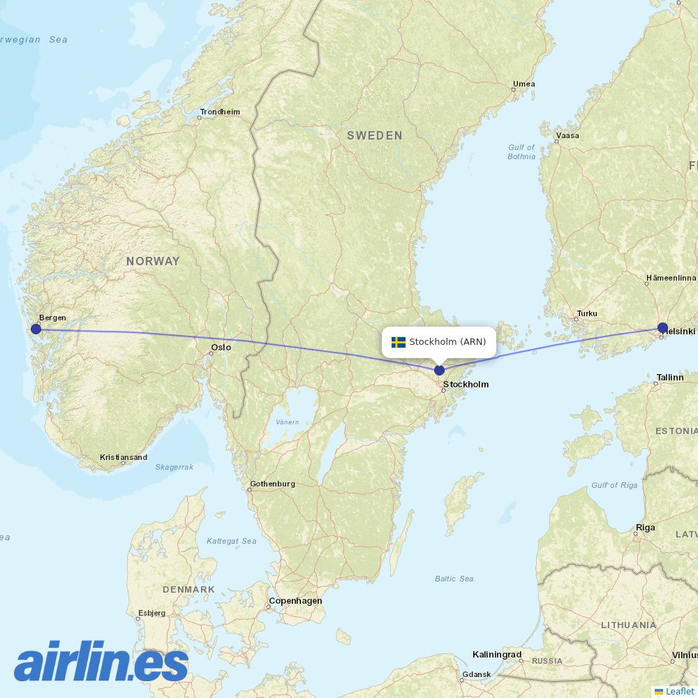 Finnair at ARN route map