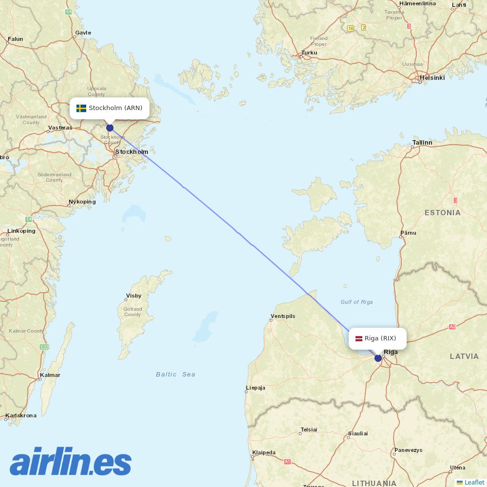 Air Baltic at ARN route map