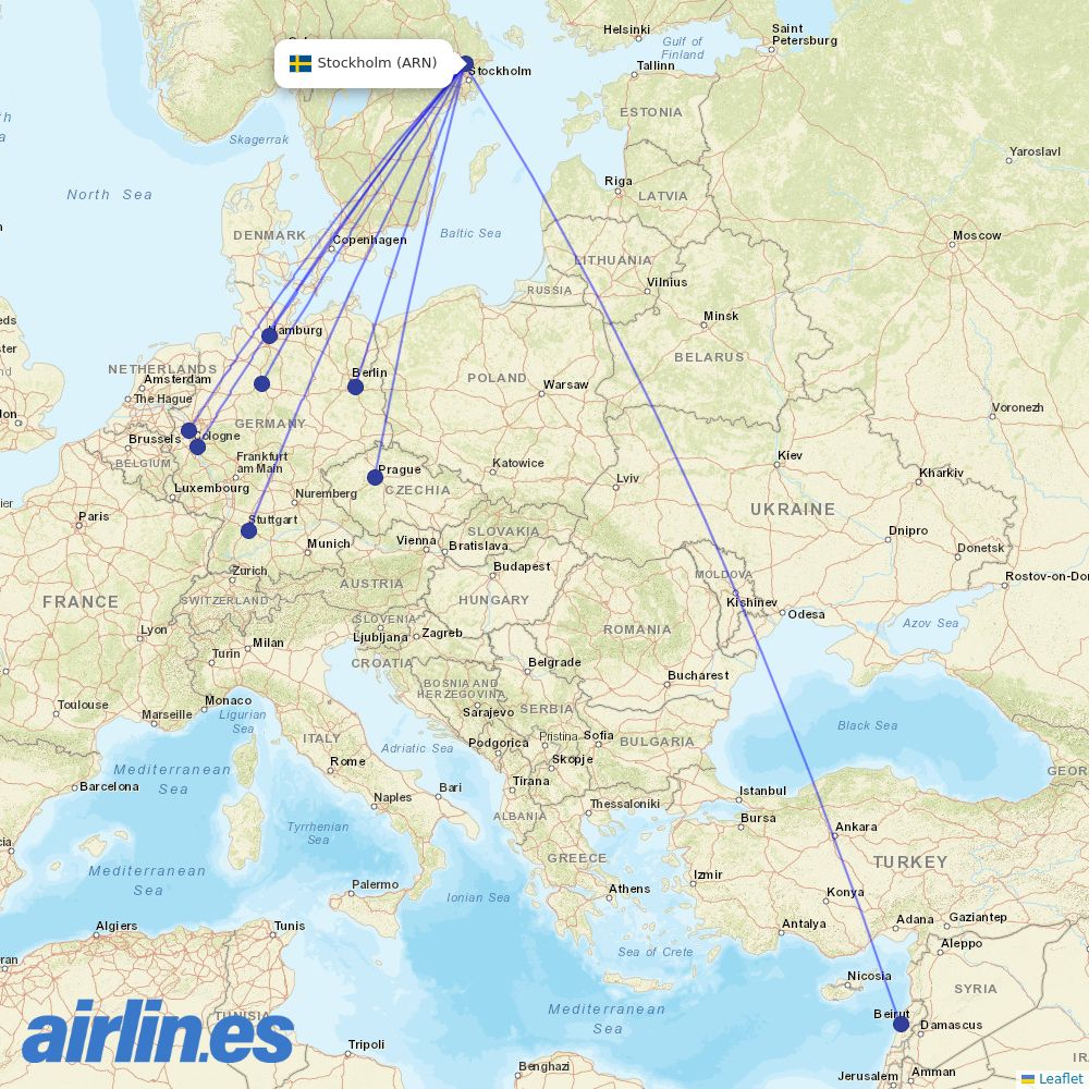 Eurowings from Stockholm Arlanda Airport destination map