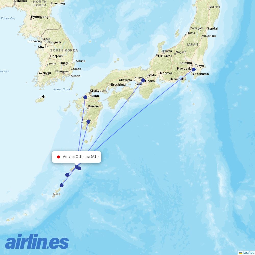 JAL at ASJ route map