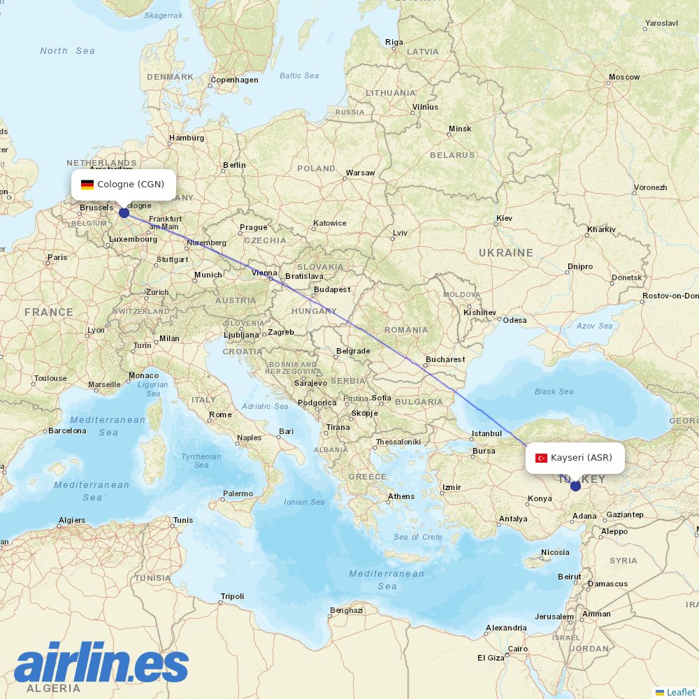 Eurowings from Erkilet destination map