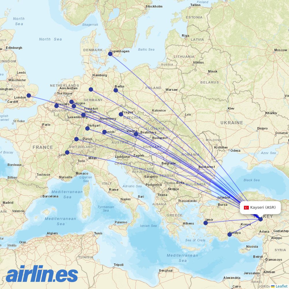 SunExpress at ASR route map