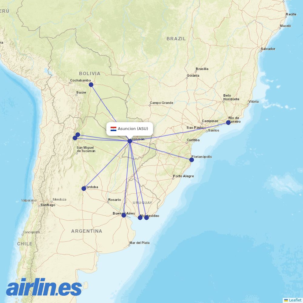 Silk Way Airlines at ASU route map