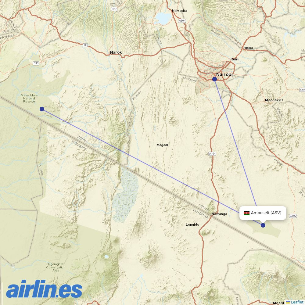 Safarilink at ASV route map