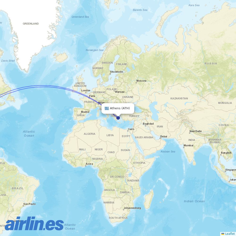 Air Transat at ATH route map