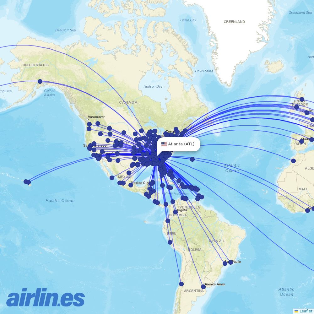 Delta at ATL route map