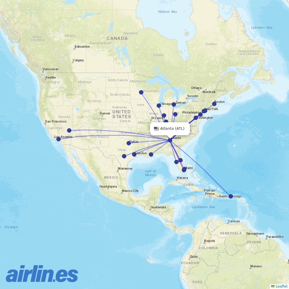 Spirit Airlines from Hartsfield–Jackson Atlanta International Airport destination map