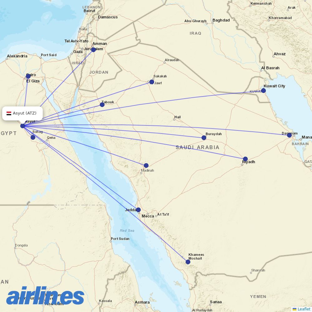 Air Cairo at ATZ route map