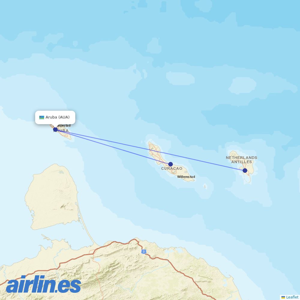 Z Air at AUA route map