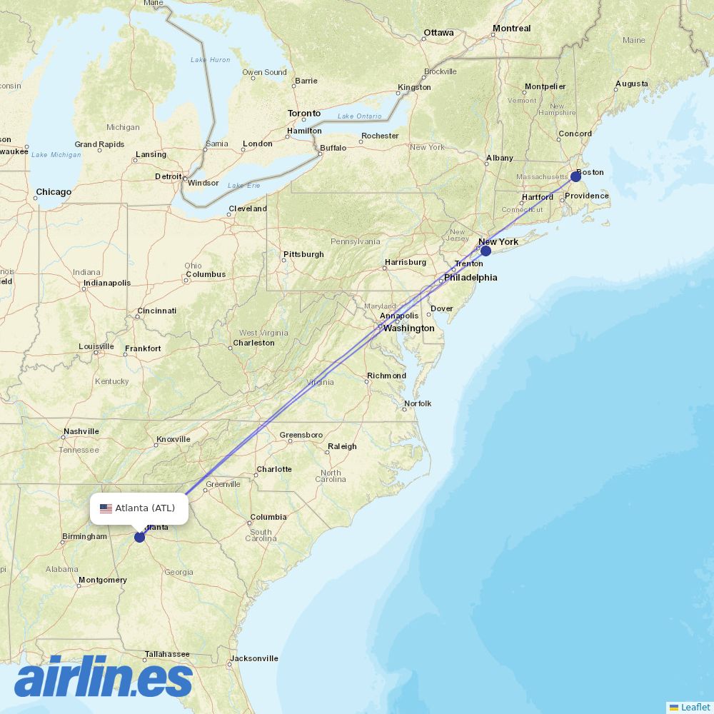 JetBlue Airways from Reina Beatrix International destination map
