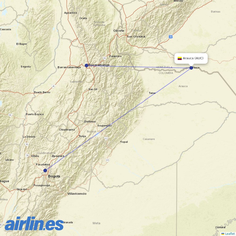 Clic Air from Santiago Perez destination map