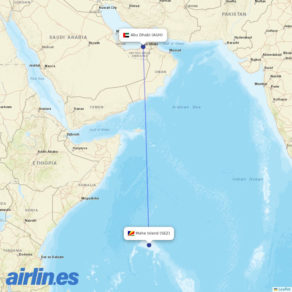 Air Seychelles at AUH route map