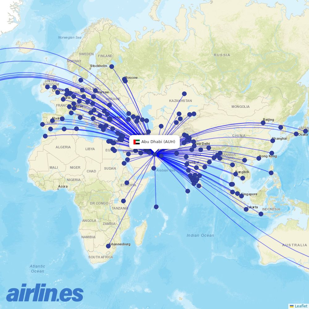 PIA at AUH route map