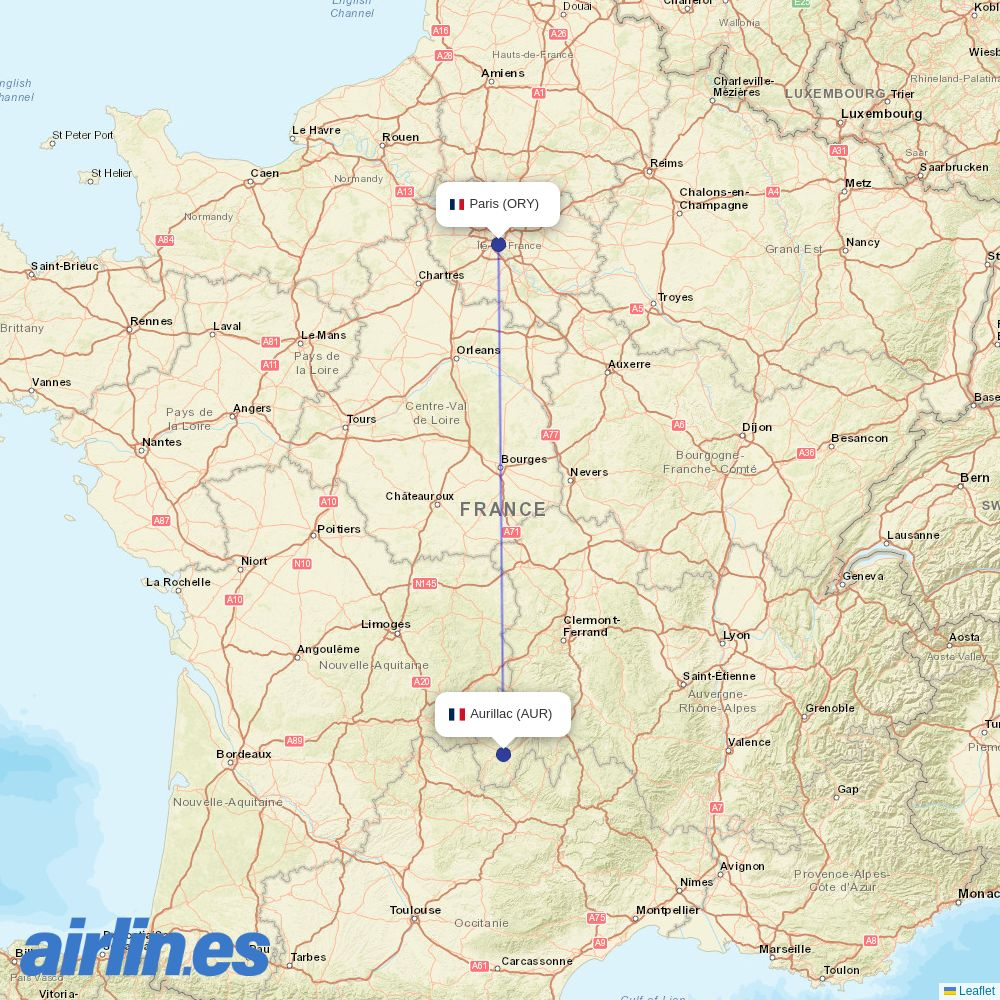 Chalair at AUR route map
