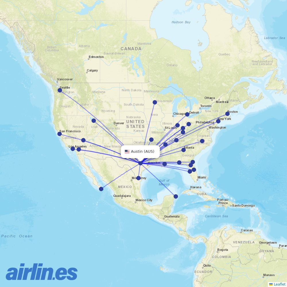 Delta at AUS route map