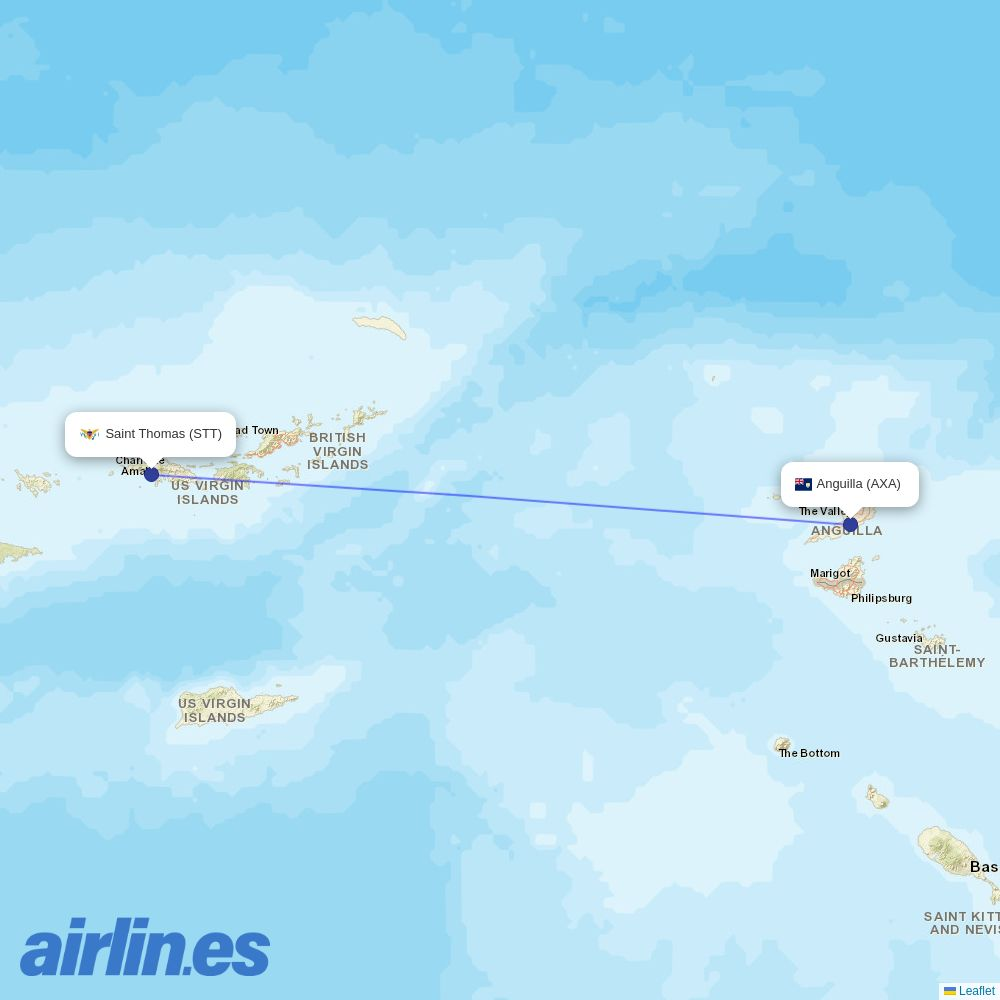 Cape Air from Wallblake destination map