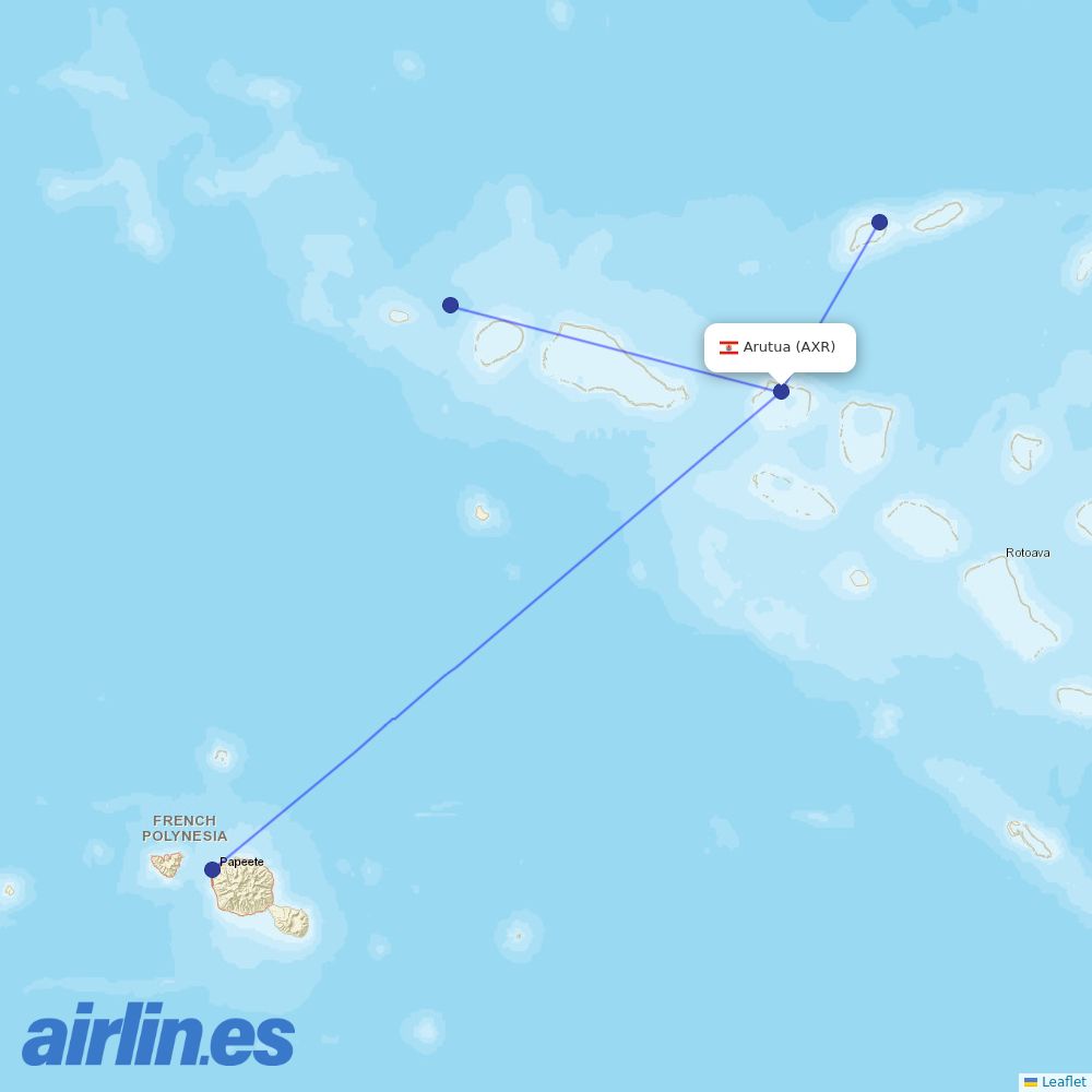 Air Tahiti from Arutua Airport destination map