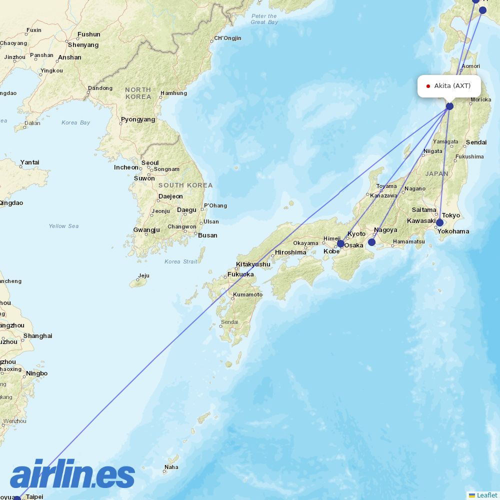 ANA from Akita destination map