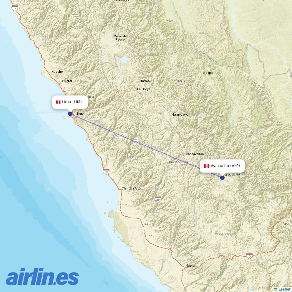Sky Airline from Coronel Fap Alfredo Mendivil Duarte destination map