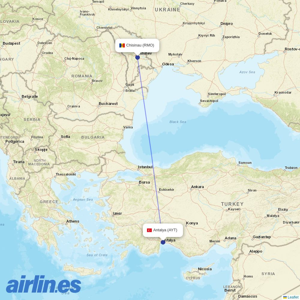 Fly One at AYT route map