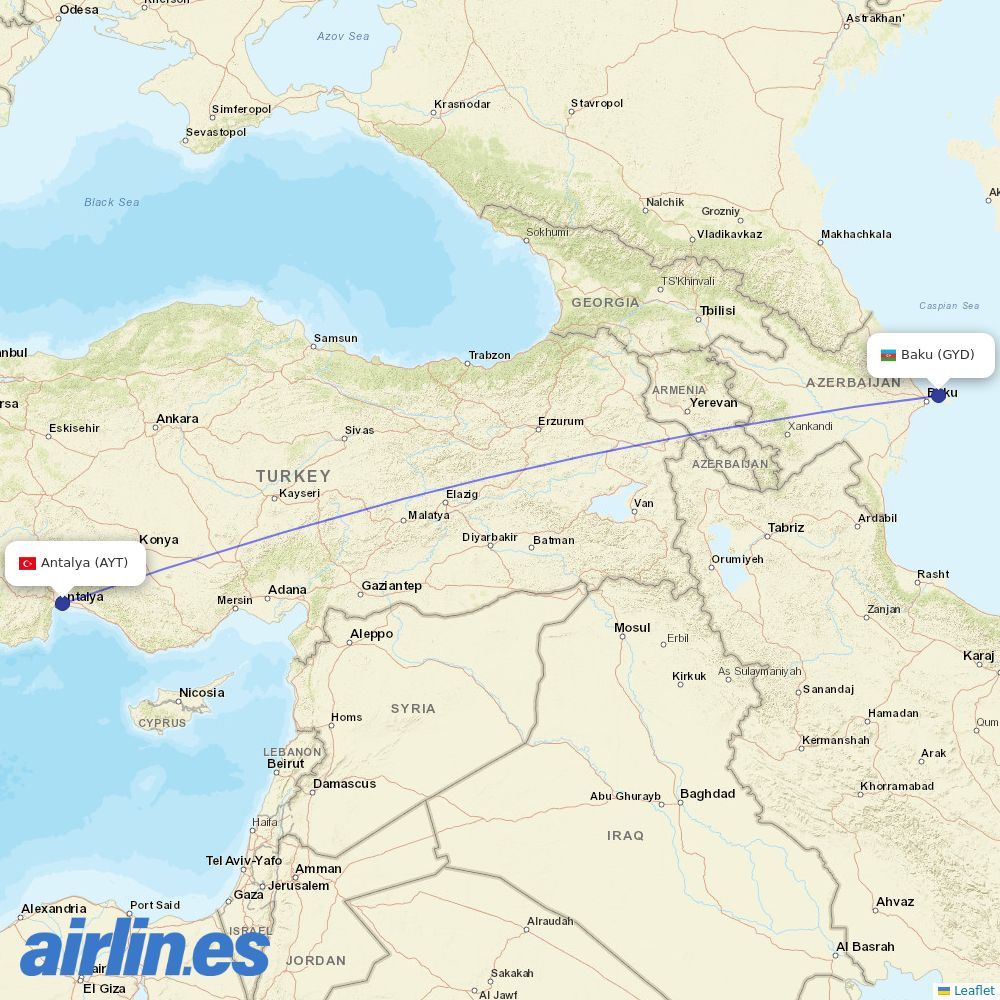 AZAL at AYT route map
