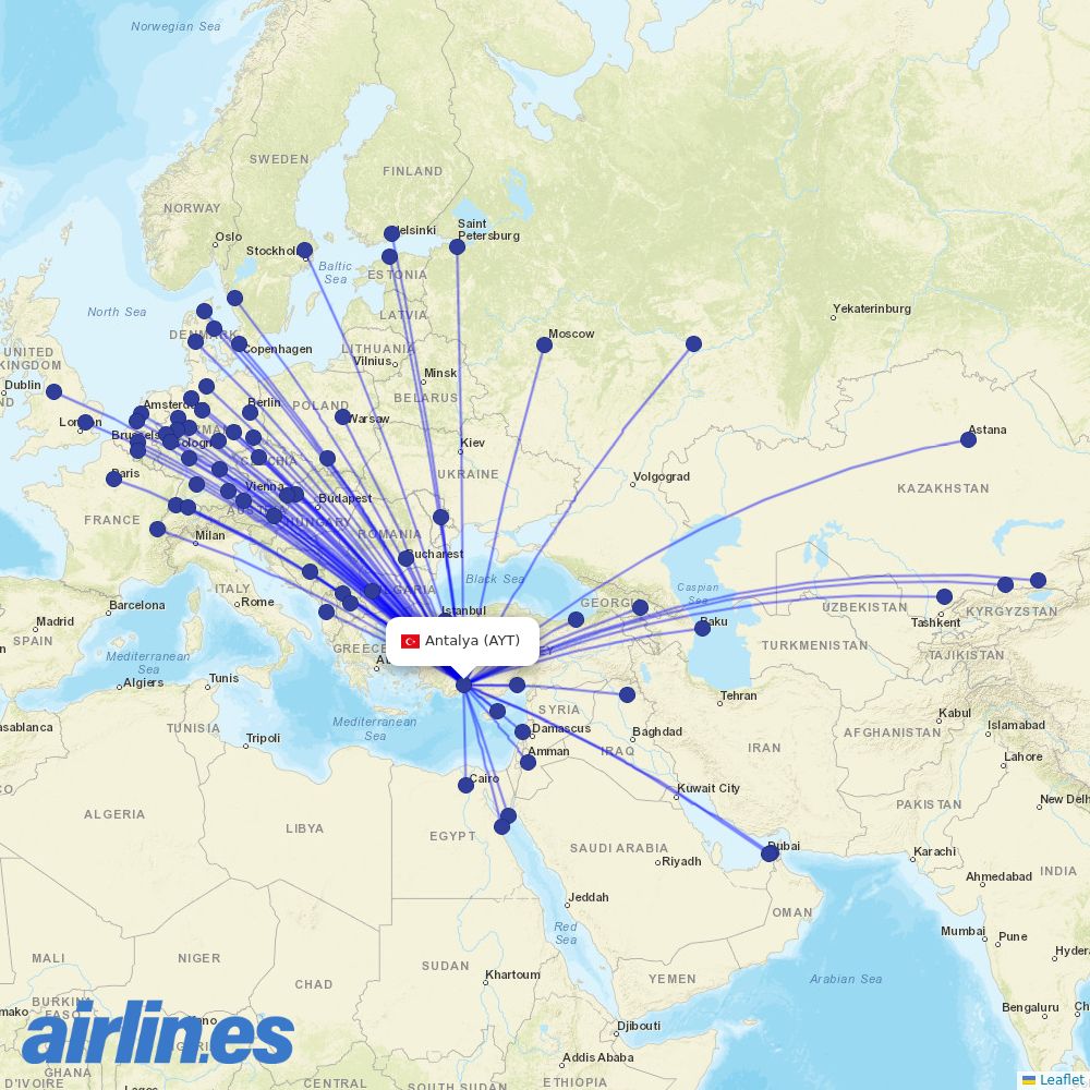 Pegasus at AYT route map
